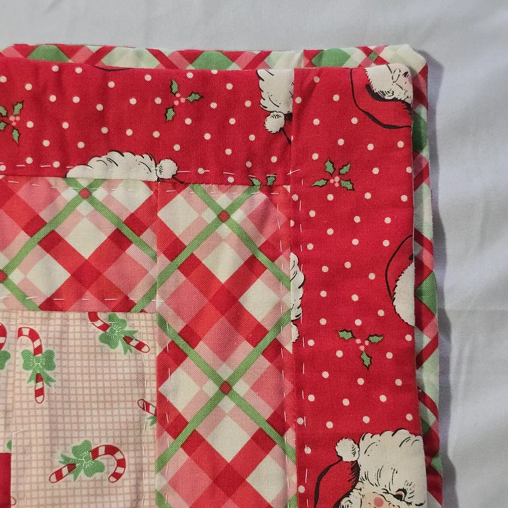 Set of Christmas Themed Quilted Throw Pillow Covers, Square, 13